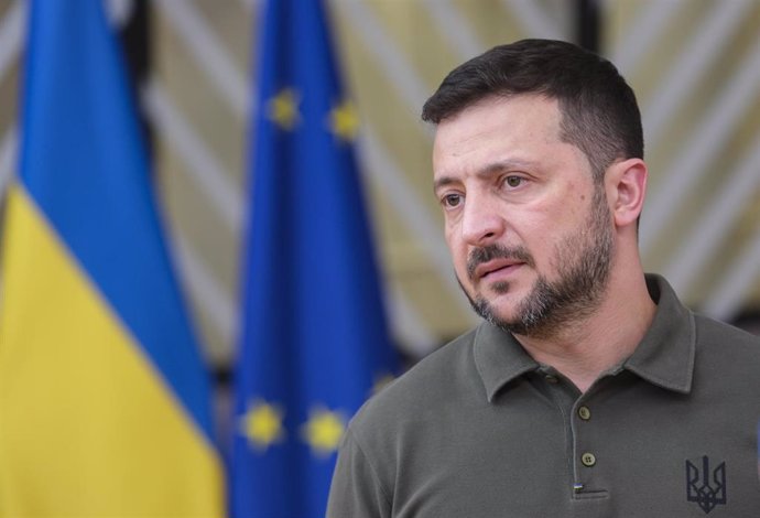 File - File image of the President of Ukraine, Volodymyr Zelensky, in Brussels, Belgium.