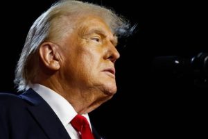 Donald Trump speaks during an election night event at the Palm Beach Convention Center on November 6, 2024 in West Palm Beach, Florida.