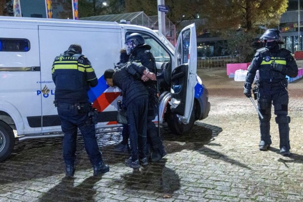 Three people were arrested for participating in Monday night's riots in Amsterdam.