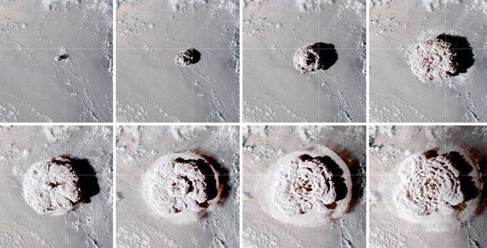 A NASA Earth observation satellite recorded the different stages of the volcanic cloud on January 15, 2022.