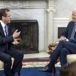 File - File image of the president of Israel, Isaac Herzog, with the president of the United States, Joe Biden, during a visit to the White House.