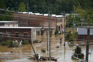 Heavy rainfall from Hurricane Helene caused unprecedented flooding and damage in late September in Asheville, North Carolina. Melissa Sue Gerrits/Getty Images