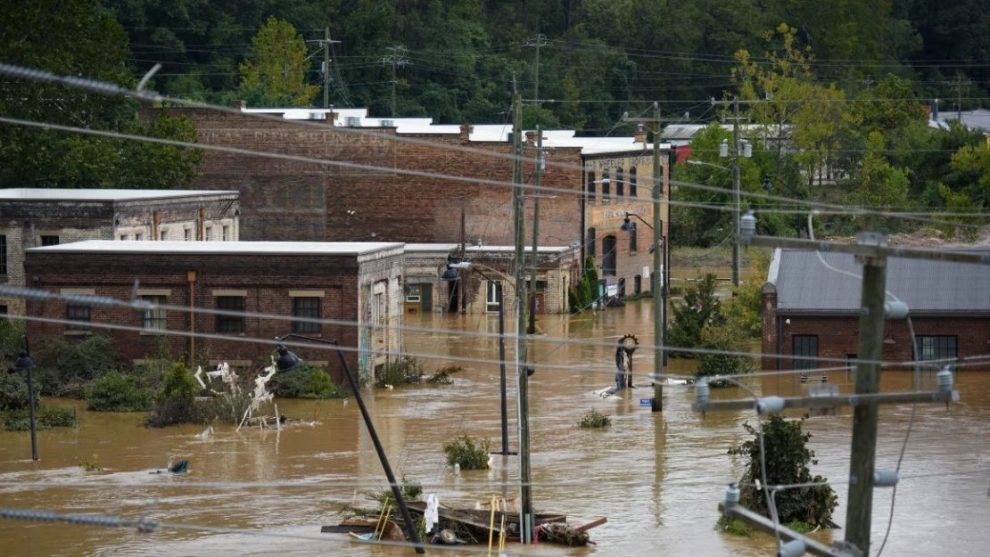 Heavy rainfall from Hurricane Helene caused unprecedented flooding and damage in late September in Asheville, North Carolina. Melissa Sue Gerrits/Getty Images