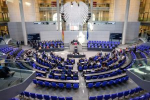 Interior of the Bundestag, the Lower House of the German Parliament.