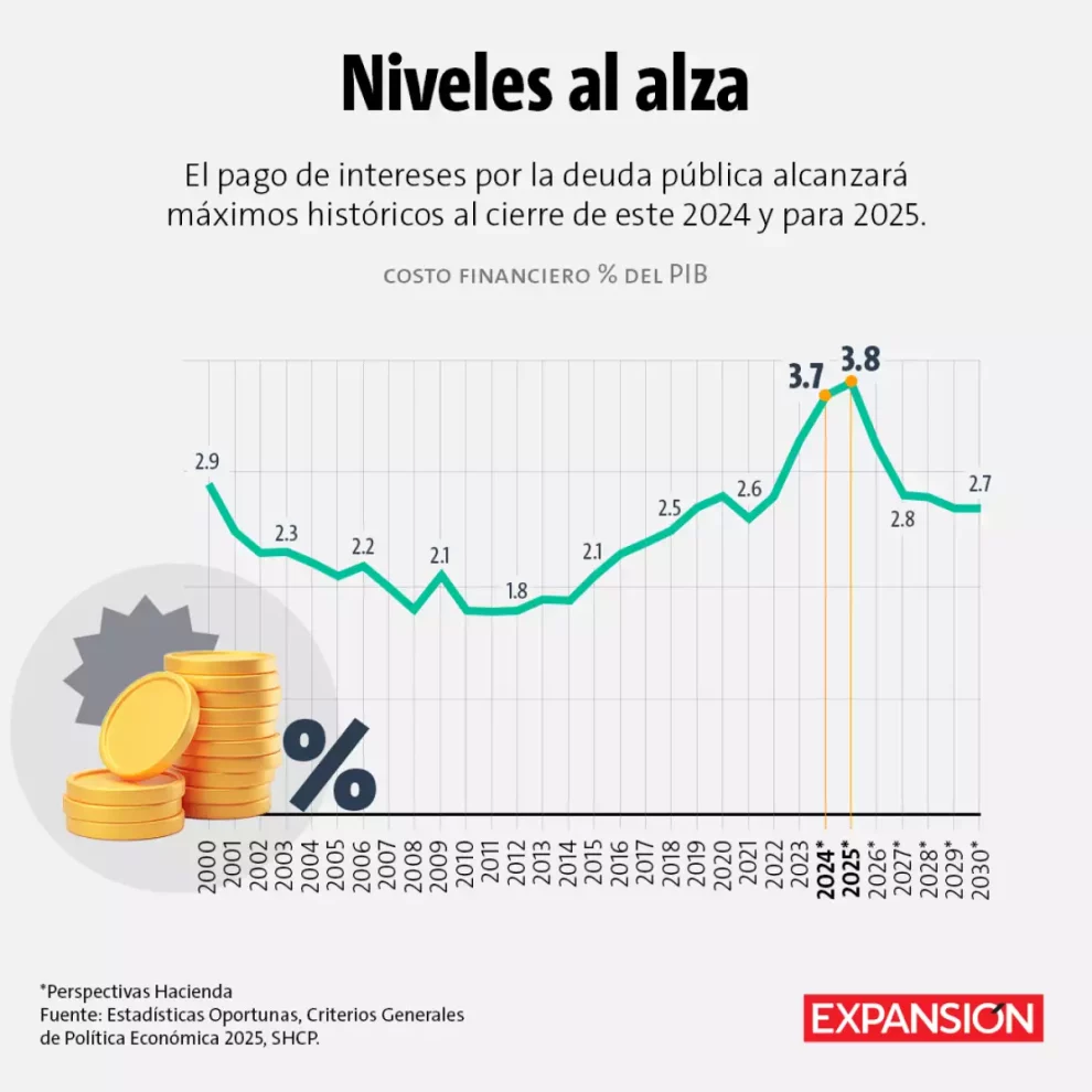 Interest payments on public debt will reach historic highs in 2025