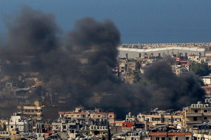 File image of a column of smoke after an Israeli attack against the south of Beirut, the capital of Lebanon.