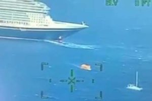 VIDEO: A Disney cruise ship rescues sailors from a sunken catamaran