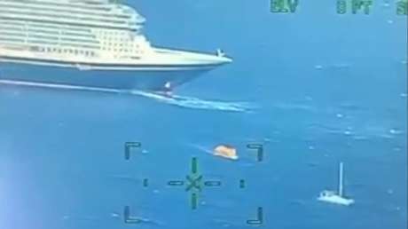 VIDEO: A Disney cruise ship rescues sailors from a sunken catamaran