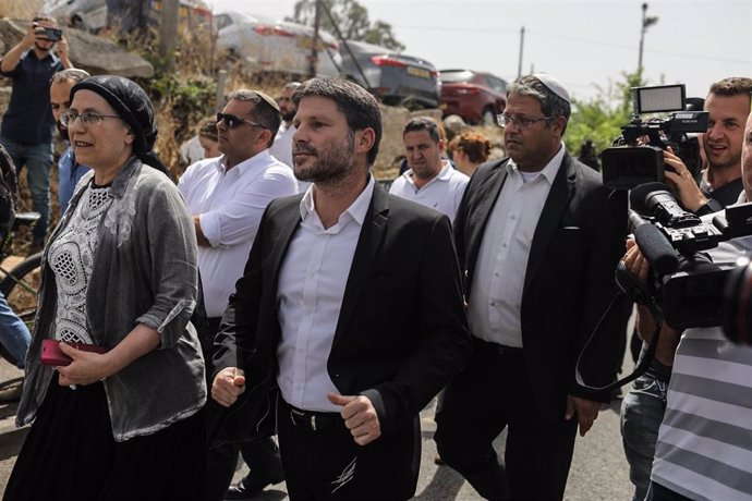 File - Archive image of Israel's Finance Minister, Bezalel Smotrich, with his colleague at the head of National Security, Itamar Ben Gvir