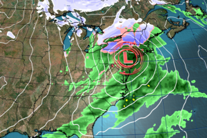 One forecast scenario has a powerful storm moving through the northeast Thursday afternoon.