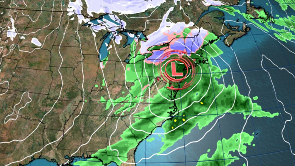 One forecast scenario has a powerful storm moving through the northeast Thursday afternoon.