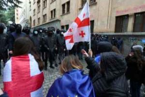 Pro-Europeans take to the streets of Georgia after the halt to EU accession by a government aligned with Moscow