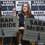 Sarah McBride speaks to supporters after winning the Democratic primary for the US House of Representatives on September 10, 2024. Damian Giletto/Delaware News Journal/USA Today Network/Imagn Images