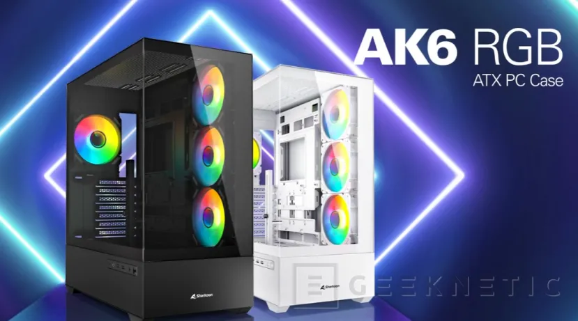 Geeknetic Sharkoon AK6 RGB. New tower with panoramic tempered glass windows and support for BTF 1