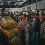 Passengers at the Bogotá Transportation Terminal