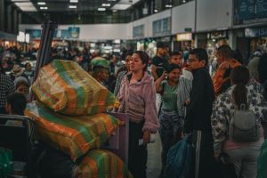 Passengers at the Bogotá Transportation Terminal