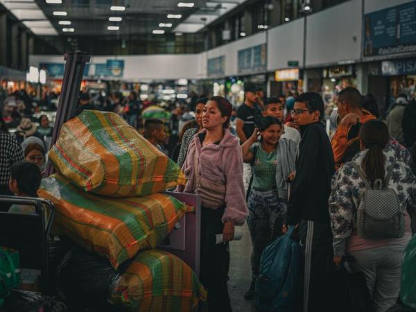 Passengers at the Bogotá Transportation Terminal