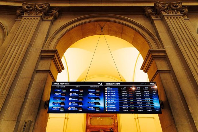 File - Ibex panels at the Madrid Stock Exchange Palace, September 30, 2024, in Madrid (Spain).