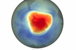 This map shows the size and shape of the ozone hole over the South Pole on September 28, 2024, the day of its annual maximum extent, as calculated by NASA's Ozone Watch team.