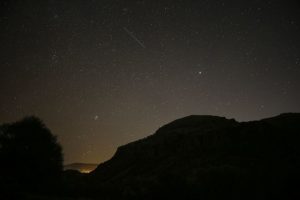 A Leonid meteorite is seen crossing the sky over Ankara, Türkiye, in 2020.