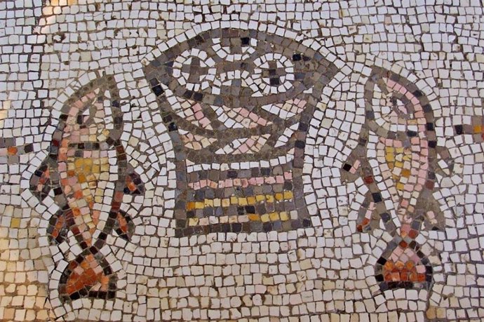 Mosaic from a church in Tabgha, Israel.