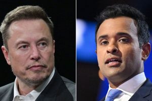 Elon Musk, left, and Vivek Ramaswamy.