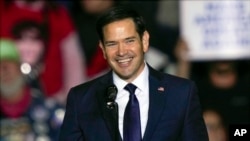 FILE - Republican Senator Marco Rubio speaks during a campaign rally for then-presidential candidate Donald Trump, in Allentown, Pennsylvania, on October 29, 2024.