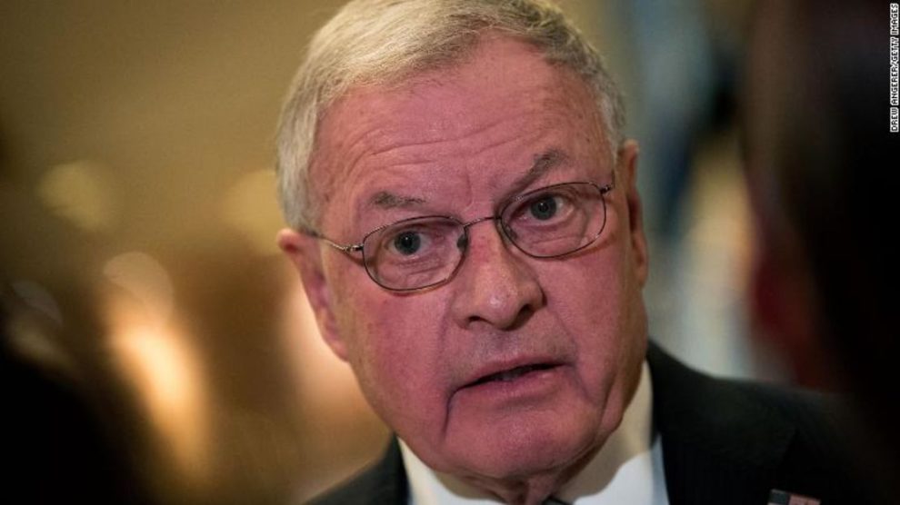 Retired Lt. Gen. Keith Kellogg, who advises Donald Trump on foreign policy and military affairs, speaks to the media in the lobby of Trump Tower on November 15, 2016 in New York.