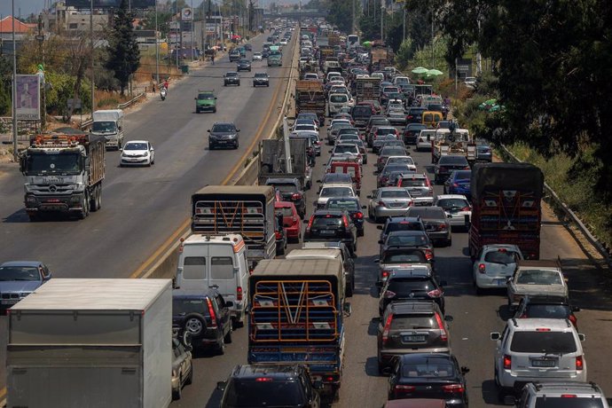 File - Stock image of car traffic in Lebanon