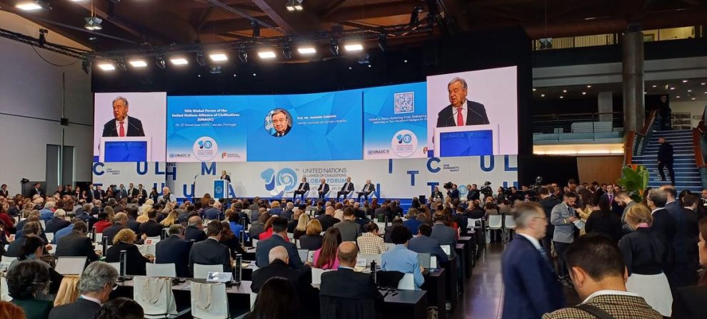 Secretary-General António Guterres delivers a speech at the High-Level Ministerial Meeting of the Group of Friends of the United Nations Alliance of Civilizations, in Cascais, Portugal.