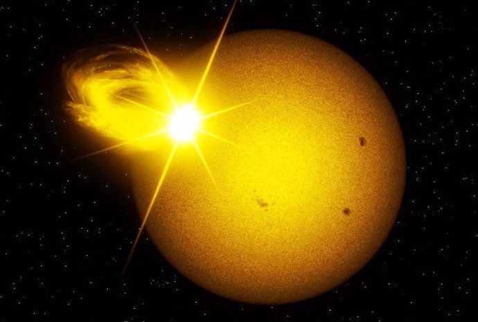 Artist's impression of a superbright Sun-like star seen in visible light.