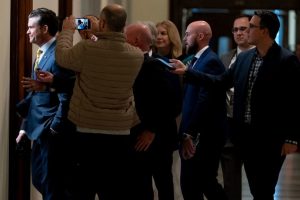 President-elect Donald Trump's nominee to be Secretary of Defense, Pete Hegseth, arrives for a meeting with Senator Shelley Moore Capito in the Russell Senate Office Building on Capitol Hill on December 3.