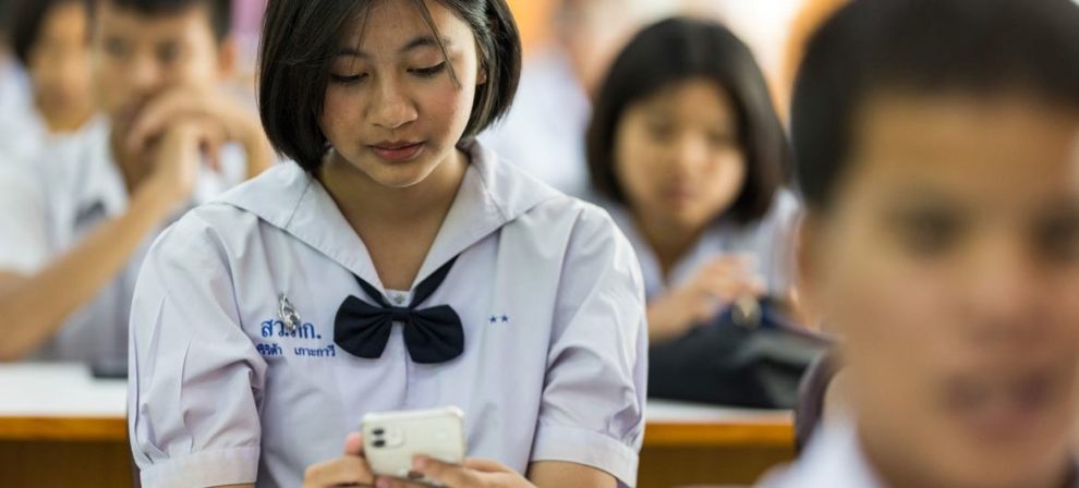 These students at a high school in Phuket, Thailand, use a chatbot supported by the UN Population Fund (UNFPA).