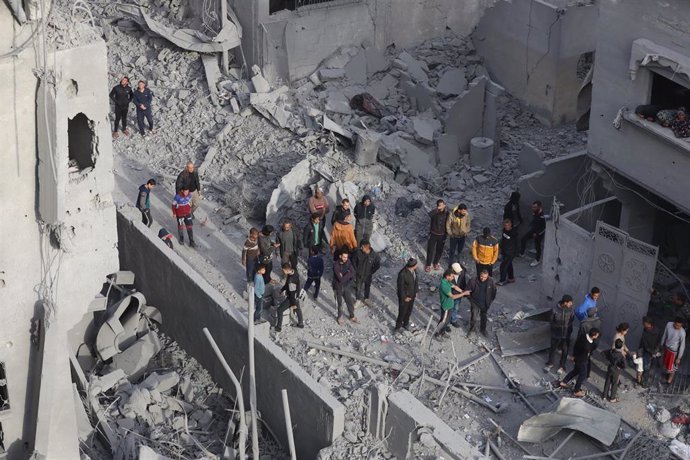 Debris after an Israeli attack on the Nuseirat refugee camp in the Gaza Strip