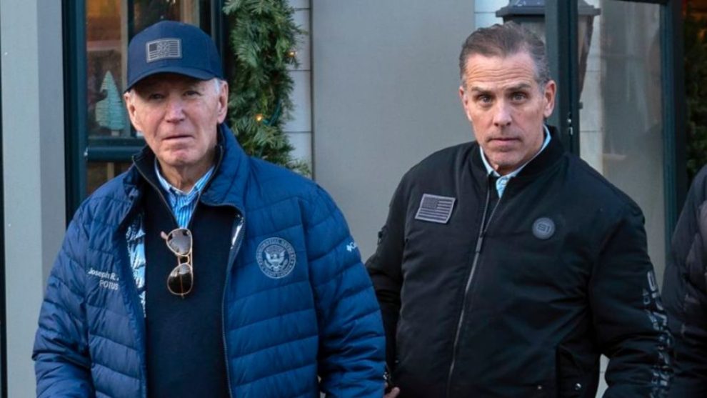 President Joe Biden and his son Hunter Biden walk in downtown Nantucket, Massachusetts, on Nov. 29, 2024. Credit: Jose Luis Magana/AP