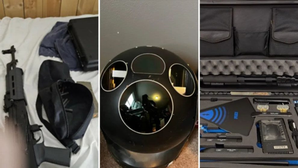 Restricted weapons and military-grade technology photographed on Wen's cell phone and confiscated from his home