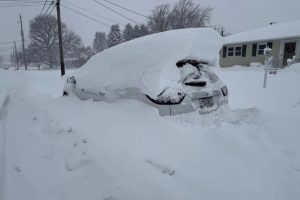 Lake effect snow buried a vehicle in Millcreek Township, Pennsylvania.