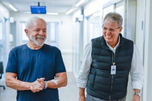 Lula is shown walking for the first time since he had surgery