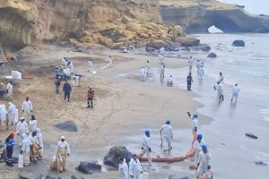 Oil spill affects part of the northwest coast of Peru