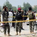 File - September 11, 2023, Peshawar, Peshawar, Pakistan: Pakistani security officials inspect the scene of an explosion targeting a vehicle of paramilitary frontier corps in Peshawar, Pakistan, 11 September 2023. At least one Frontier Corps official wa