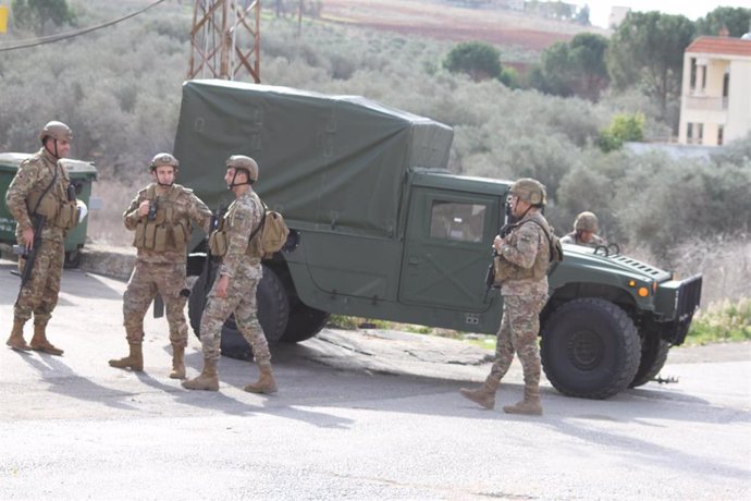 KHIAM, Dec. 12, 2024 -- Lebanese troops are seen during their advance to Khiam, Lebanon, Dec. 11, 2024. Lebanese army units, accompanied by the United Nations peacekeepers, deployed Wednesday afternoon to five positions around Khiam, a town in the easter