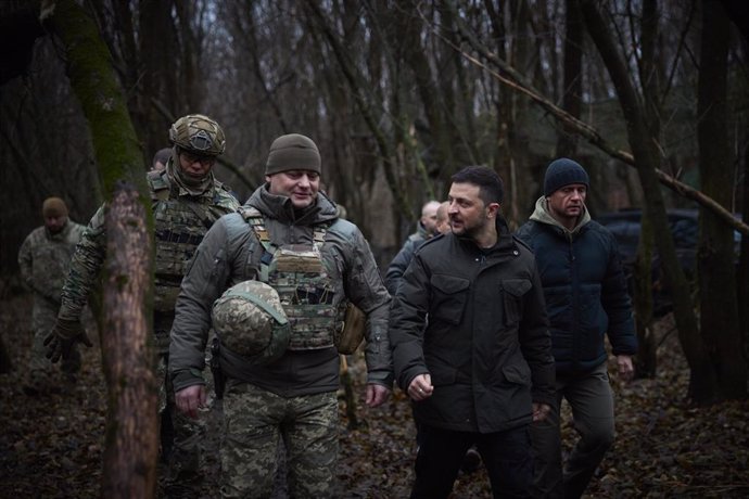 President of Ukraine Volodymyr Zelensky visits troops in Zaporizhzhia