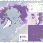 Map showing the location of interannual snowmelt subsidence measurements, the methods used, the duration of the measurements, and the corresponding rates.