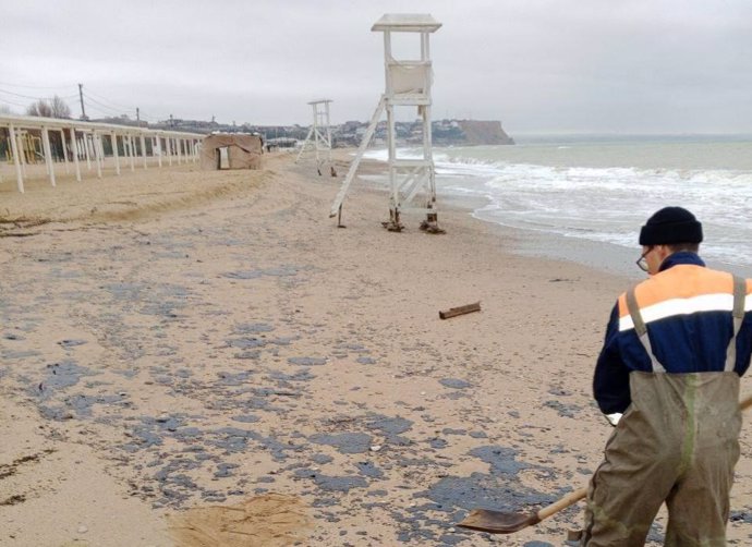 Fuel on a beach in Sevastopol